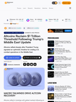 Altcoins Reclaim $1 Trillion Threshold Following Trump’s Middle East Update – Markets and Prices Bitcoin News