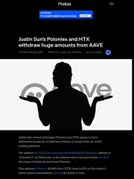 Justin Sun's Poloniex and HTX withdraw huge amounts from AAVE