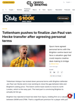 Tottenham pushes to finalize Jan Paul van Hecke transfer after agreeing personal terms