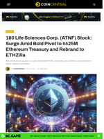 180 Life Sciences Corp. (ATNF) Stock: Surge Amid Bold Pivot to $425M Ethereum Treasury and Rebrand to ETHZilla