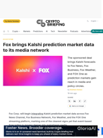 Fox brings Kalshi prediction market data to its media network