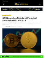 SGX Launches Regulated Perpetual Futures for BTC and ETH