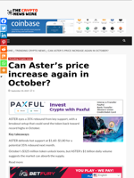 Can Aster's price increase again in October? - The Crypto News Wire