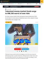 Tokenized Money Market Funds Surpass $9B, BIS Warns of New Risks