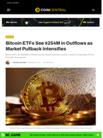 Bitcoin ETFs See $254M in Outflows as Market Pullback Intensifies - CoinCentral