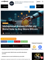 Metaplanet Raises $50M via Bond Sale to Buy More Bitcoin | Live Bitcoin News