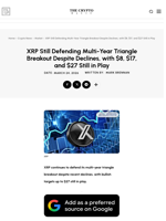 XRP Still Defending Multi-Year Triangle Breakout Despite Declines, with $8, $17, and $27 Still in Play