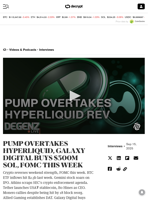 PUMP OVERTAKES HYPERLIQUID, GALAXY DIGITAL BUYS $300M SOL, FOMC THIS WEEK - Decrypt