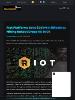 Riot Platforms Sells $289M in Bitcoin as Mining Output Drops 4% in Q1 - Blockchain.News