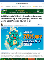 BullZilla Leads With Live Presale as Dogecoin and Peanut Stay in the Spotlight, Discover Top Meme Coin Presales To Join in Q3