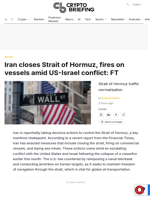 Iran closes Strait of Hormuz, fires on vessels amid US-Israel conflict: FT
