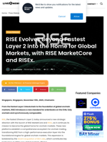 RISE Evolves Beyond Fastest Layer 2 into the Home for Global Markets, with RISE MarketCore and RISEx. | Live Bitcoin News