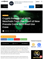 Crypto Presale List 2025: Nexchain Tops the Chart of New Presale Coins With Real Use Case | Live Bitcoin News