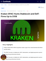 Kraken SPAC Hunts Stablecoin and DeFi Firms Up to
$10B