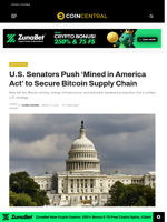 U.S. Senators Push ‘Mined in America Act’ to Secure Bitcoin Supply Chain