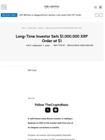 Long-Time Investor Sets $1,000,000 XRP Order at $1