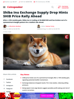 Shiba Inu Exchange Supply Drop Hints SHIB Price Rally Ahead - Coinspeaker