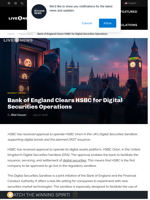 Bank of England Clears HSBC for Digital Securities Operations | Live Bitcoin News
