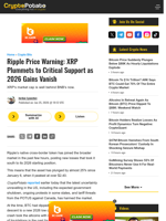 Ripple Price Warning: XRP Plummets to Critical Support as 2026 Gains Vanish