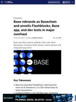 Base rebrands as Basechain and unveils Flashblocks, Base app, and dev tools in major overhaul