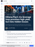 Ethena Pay's 11x leverage loop promises high yield, but risks hidden losses