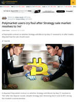 Polymarket Resolves Strategy Bitcoin Sale Dispute to No
