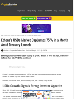 Ethena's USDe Market Cap Jumps 75% in a Month Amid Treasury Launch