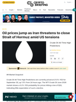 Oil prices jump as Iran threatens to close Strait of Hormuz amid US tensions