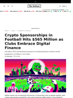 Crypto Sponsorships in Football Hits $565 Million as Clubs Embrace Digital Finance - 