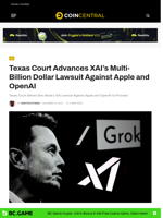 Texas Court Advances XAI’s Multi-Billion Dollar Lawsuit Against Apple and OpenAI - CoinCentral