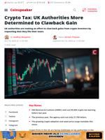 Crypto Tax: UK Authorities More Determined to Clawback Gain - Coinspeaker