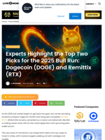 Experts Highlight the Top Two Picks for the 2025 Bull Run: Dogecoin (DOGE) and Remittix (RTX) | Live Bitcoin News