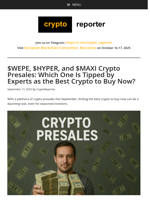 $WEPE, $HYPER, and $MAXI Crypto Presales: Which One Is Tipped by Experts as the Best Crypto to Buy Now?