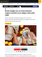Brazil Eyes Taxing Cross-Border Crypto Payments, Aligns With CARF
