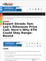 Expert Shreds Tom Lee’s Ethereum Price Call: Here’s Why ETH Could Stay Range-Bound - The Crypto News Wire