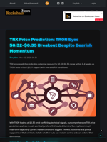 TRX Price Prediction: TRON Eyes $0.32-$0.35 Breakout Despite Bearish Momentum - Blockchain.News