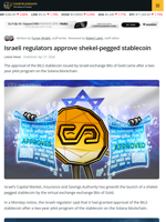 Israeli Regulators Approve Shekel-Pegged Stablecoin