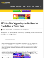 BTC Price Slide Triggers Buy-the-Dip Mania but Experts Warn of Deeper Lows