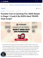 Punisher Coin Is Catching Fire: $60K Raised in Stage 1, Could It Be 2025’s Next TRUMP-Style Surge?