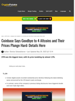Coinbase Says Goodbye to 4 Altcoins and Their Prices Plunge Hard: Details Here