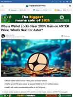 Whale Wallet Locks Near 200% Gain on ASTER Price, What’s Next for Aster? - TheNewsCrypto