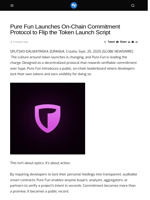 Pure Fun Launches On-Chain Commitment Protocol to Flip the Token Launch Script - Visionary Financial