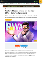 CoinFund President: RWA Tokens Democratize Investing