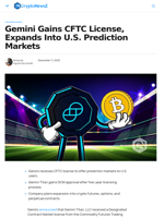 Gemini Wins CFTC Approval for Prediction Markets