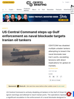 US Central Command steps up Gulf enforcement as naval blockade targets Iranian oil tankers