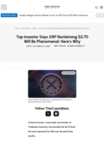 Top Investor Says XRP Reclaiming $2.70 Will Be Phenomenal: Here’s Why