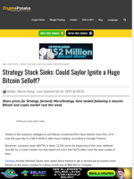 Strategy Stock Sinks: Could Saylor Ignite a Huge Bitcoin Selloff?