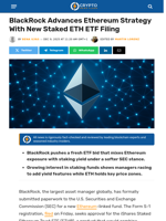 BlackRock Advances Staked Ethereum ETF With New Filing