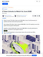 3 Token Unlocks for June 2025