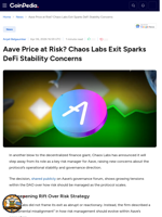 Aave Price at Risk? Chaos Labs Exit Sparks DeFi Stability Concerns